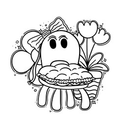 Cute Kawaii Ghost Halloween Dessert and Fun Illustrations