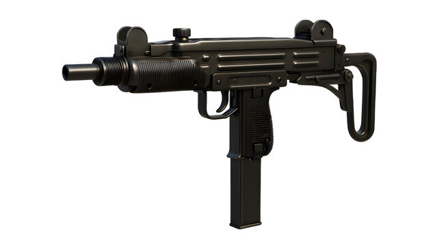 Photorealistic 3D Render of UZI Submachine Gun &ndash; Transparent Background