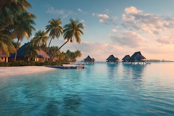Obraz premium Tropical beach resort over crystal clear water