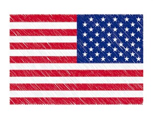 Naklejka premium US Flag Hand Drawn