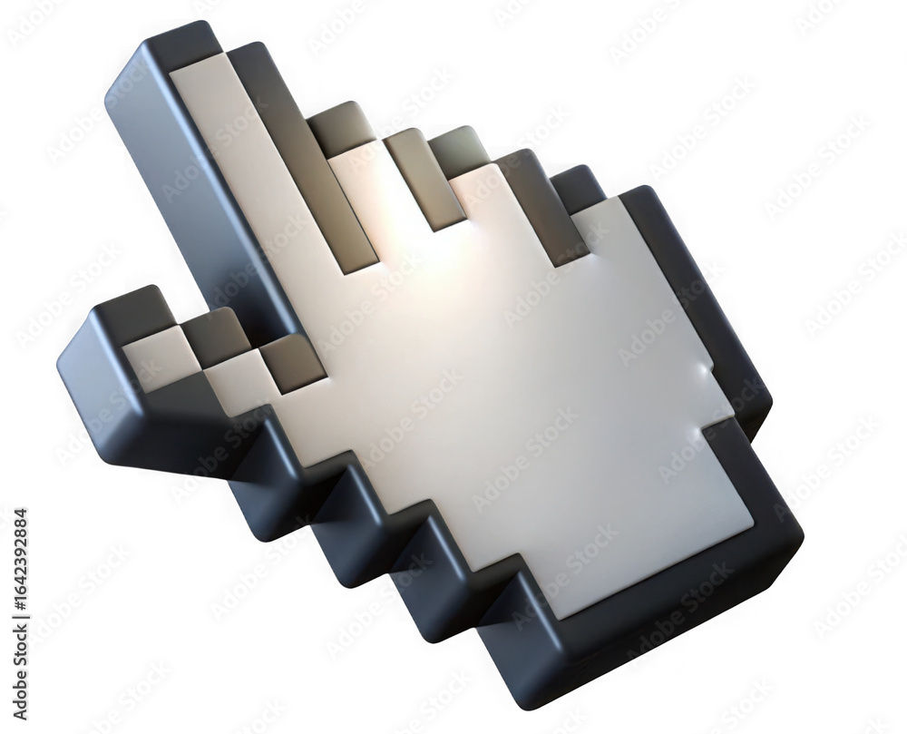 Aufkleber retro pixelated computer mouse cursor glowing against a dark background