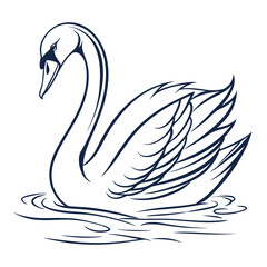 Fototapeta premium Elegant swan gracefully gliding on water with its long neck curved in a classic pose and detailed feathers created with generated ai