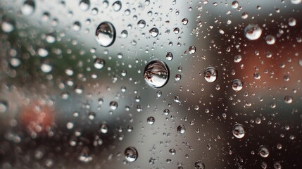 Water drops on glass rainy day