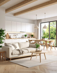 Fototapeta premium Transform your space cozy scandinavian-style living room home interior design tranquil environment inviting concept