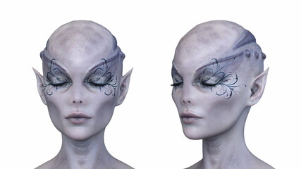 女性エイリアンの顔　3DCGレンダリング