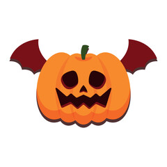 Winged pumpkin with bat wings. Vector