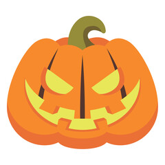 Sinister carved pumpkin lantern. Vector