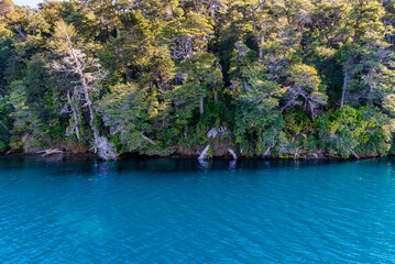 Sailing the Nahuel Huapi from Bahia Mansa to the Arrayanes Forest, Villa la Angostura, Neuquen,...