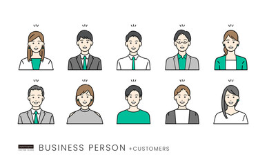 ビジネスシーンに使いやすいシンプルな人物表情セット(驚き系)