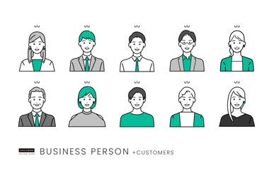 ビジネスシーンに使いやすいシンプルな人物表情セット(驚き系)