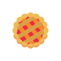 Cherry fruit pie with lattice. Vector