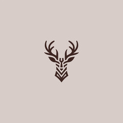 Abstract deer head logo in clean and simple minimalist design.