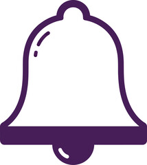 Notification bell icon simple purple graphic vector illustration for user interface and alert design 