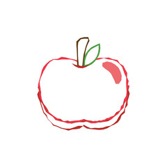 Red apple outline drawing. Vector