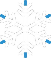 Snowflake icon with blue accents and geometric design in vector format for winter season decoration and digital projects 