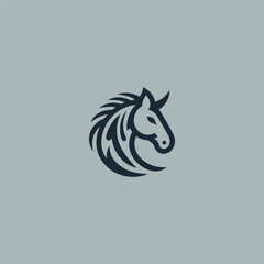 Abstract horse logo in modern and sleek minimalist line art style.