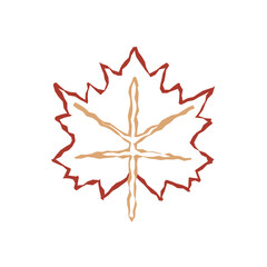 Decorative maple leaf outline. Vector