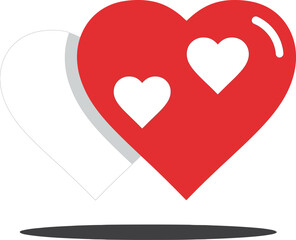 Red heart with white heart shapes love symbol simple vector illustration design 