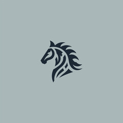 Abstract horse logo in modern and sleek minimalist line art style.