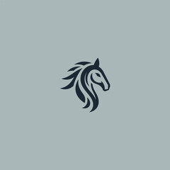 Abstract horse logo in modern and sleek minimalist line art style.
