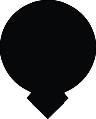 Black silhouette of a map pin location marker. Vector graphic icon for navigation or destination.