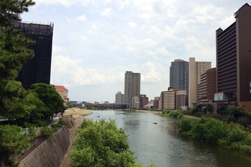 August 8, 2025, Takarazuka City, Hyogo Prefecture, Japan. Scenery around the Muko River.