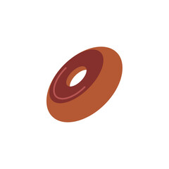 3D donut with chocolate glaze. Vector