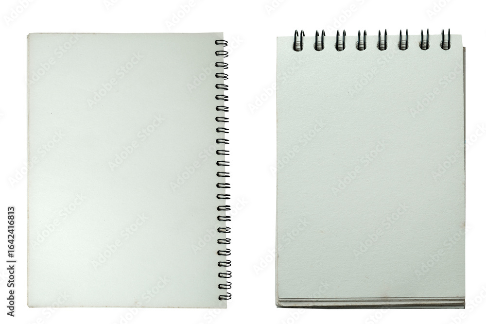 Poster closeup view of a blank notebook isolated over a white background. mockup or copy space. concept of 
