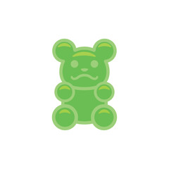 Green gummy bear candy. Vector