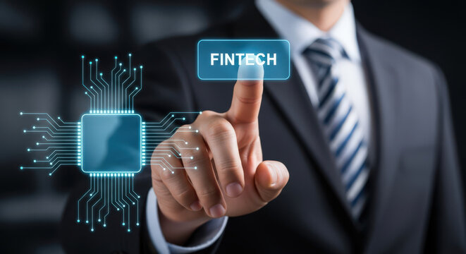 Innovative Fintech Solutions A Businessman's Touch on the Future of Finance with Cutting-Edge Technology and Digital Transformation for Financial Services Growth
