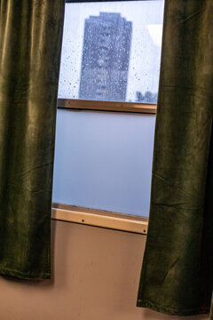 Fototapeta View from the window in the rain
