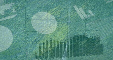 Displaying dark green bar chart over aerial forest canopy, with grid lines and numerical labels