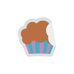 Chocolate muffin sticker colorful. Vector