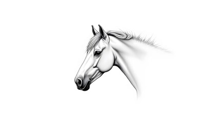 Obraz premium sketch side portrait of a horse profile on a white background