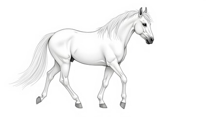 Fototapeta premium sketch side portrait of a horse profile on a white background