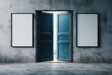 Open doors, blank canvases, concrete wall