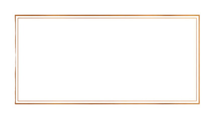 Elegant rectangular gold border frame with thin lines and accents transparent background