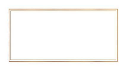 Elegant rectangular gold border frame with thin lines and accents transparent background