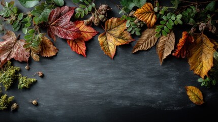 Celebrate school spirit with a chalkboard backdrop adorned with autumn leaves for a festive occasion