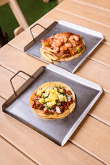Al pastor taco style with a shrimp taco