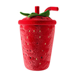 Strawberry themed tumbler with straw bright red design