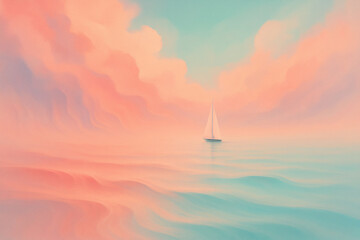 Naklejka premium Quiet Sail under Pastel Skies