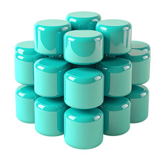 Teal cylindrical abstract geometric pattern isolated visual graphic design element