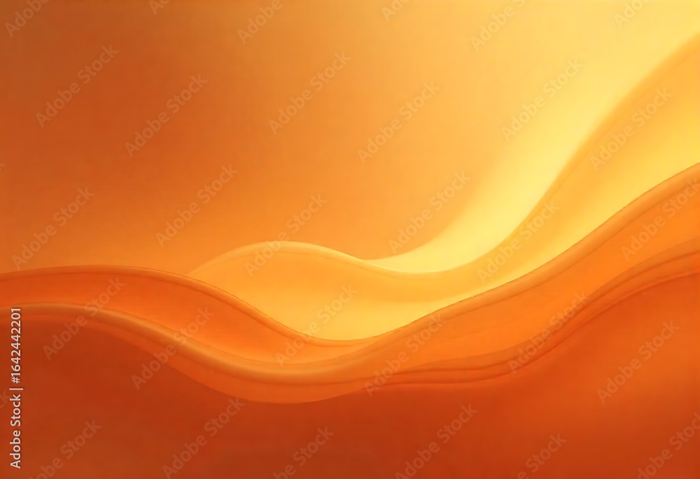 Poster generative ai image showcasing warm orange and amber abstract flowing curves creating a tranquil
