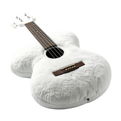 White acoustic guitar isolated against black background