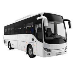 White bus isolated against black background