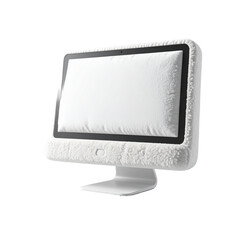 White computer monitor against black background
