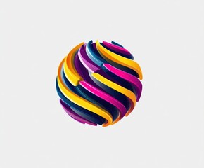 Colorful 3D sphere with layered ribbons
