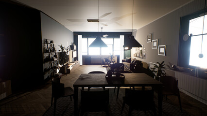 部屋の風景　午後の陽だまりに包まれて