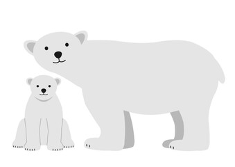寄り添う白熊の親子のイラスト
